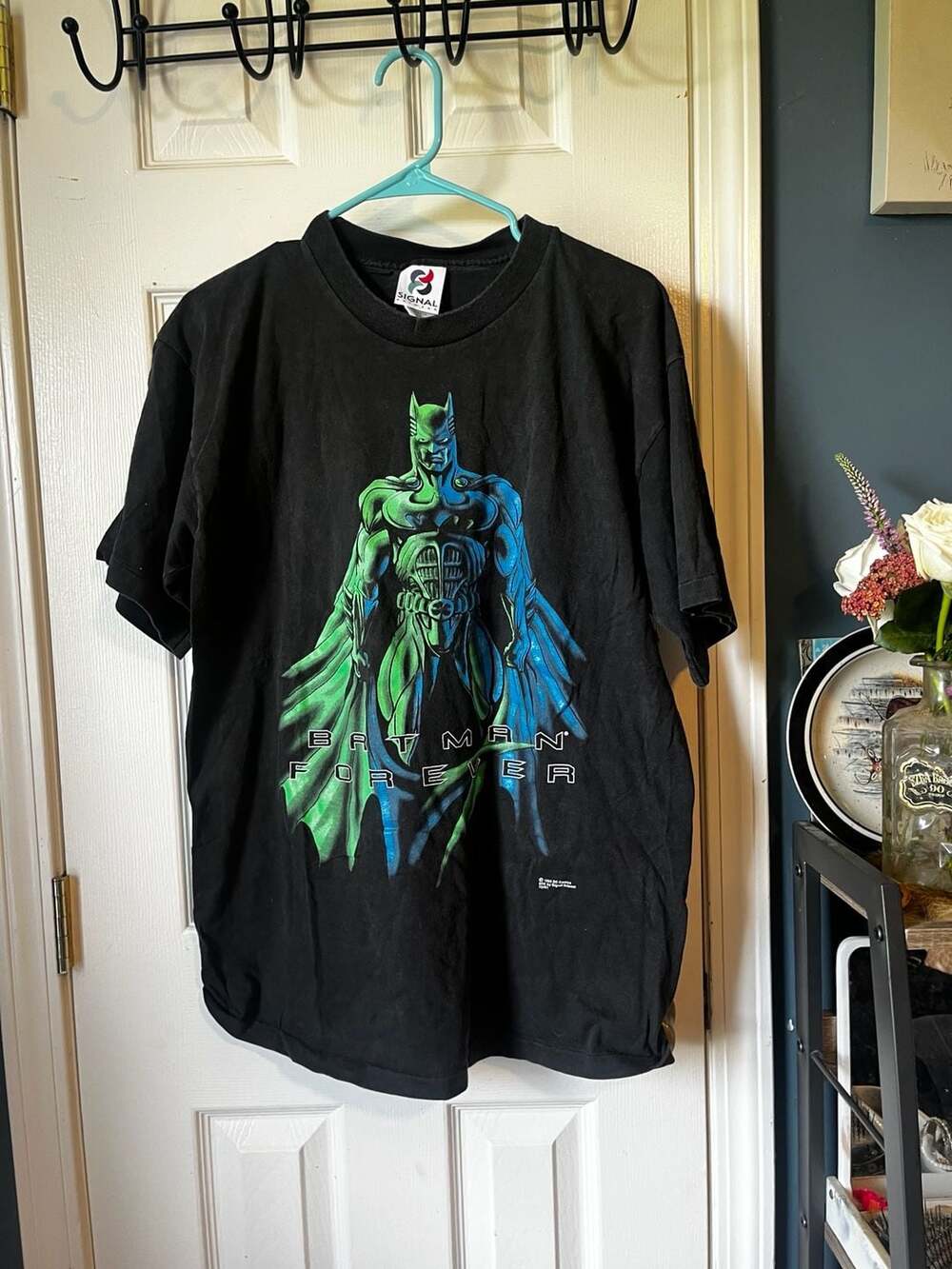 Vintage 1995 Batman Forever DC Comics Signal Artwear Graphic T-Shirt Black Large